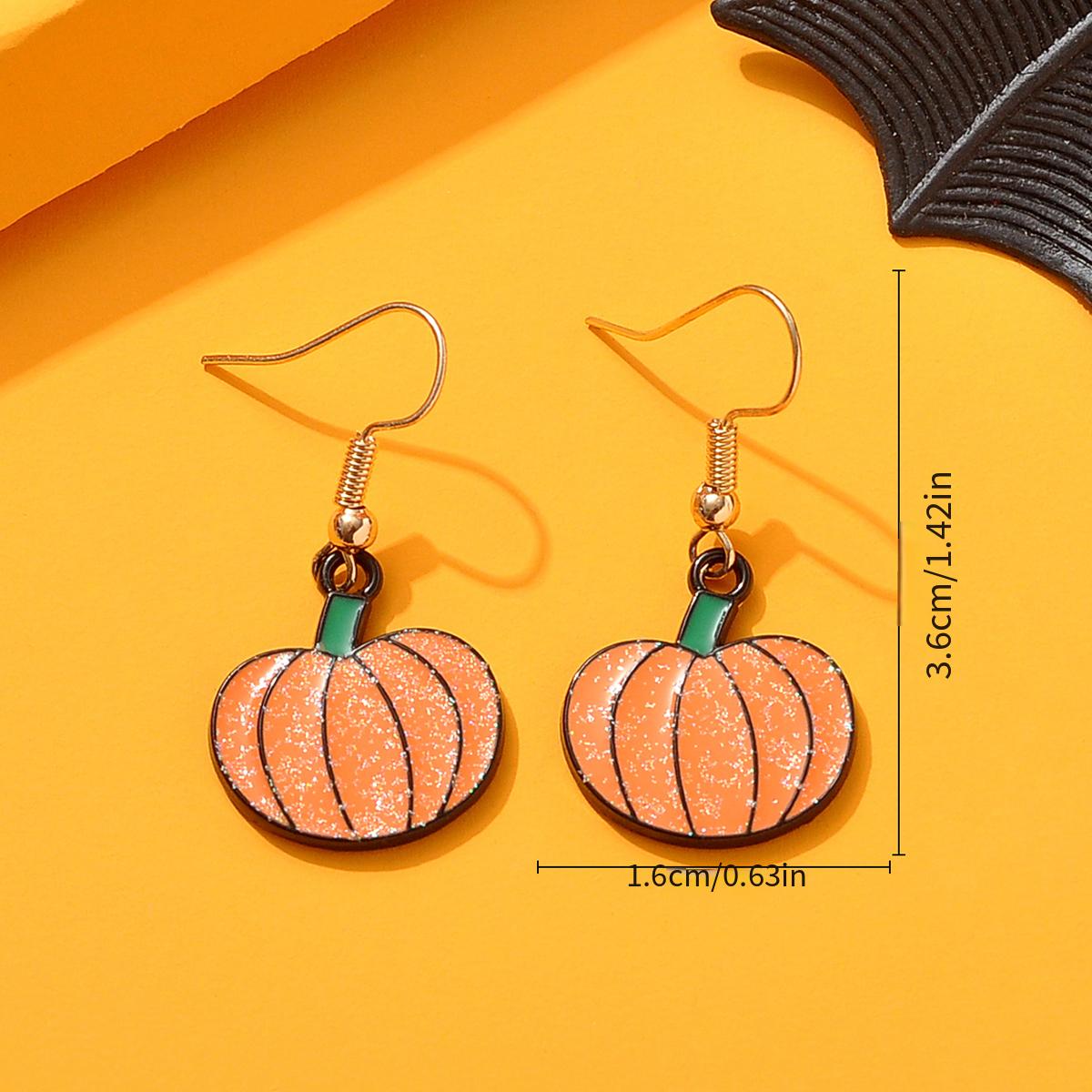 Cute Halloween Pumpkin Shaped Alloy Pendant Earrings - Perfect Gift for Women on Birthdays & Special Occasions!