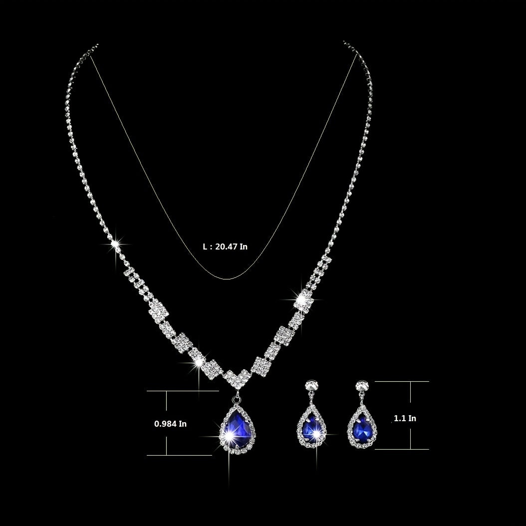 Elegant Water Drop Pendant Necklace and Dangle Earrings Set - Perfect for Parties, Proms, and Bridesmaids - Ideal Gift for Women and Girls