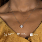 1 pc Stunning Moissanite Pendant Necklace - Adjustable 925 Silver Chain for Women & Girls