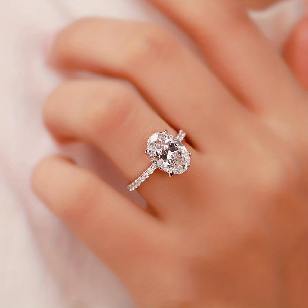 Elegant Moissanite Engagement Ring in Sterling Silver with Certificate and Box - Perfect for Weddings, Parties, and Special Occasions