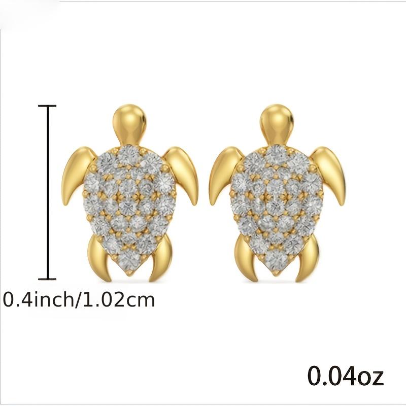 Gorgeous Sea Turtle Earrings - White Crystal Studs with Vintage Gold Plating - Perfect for Weddings or Everyday Wear!