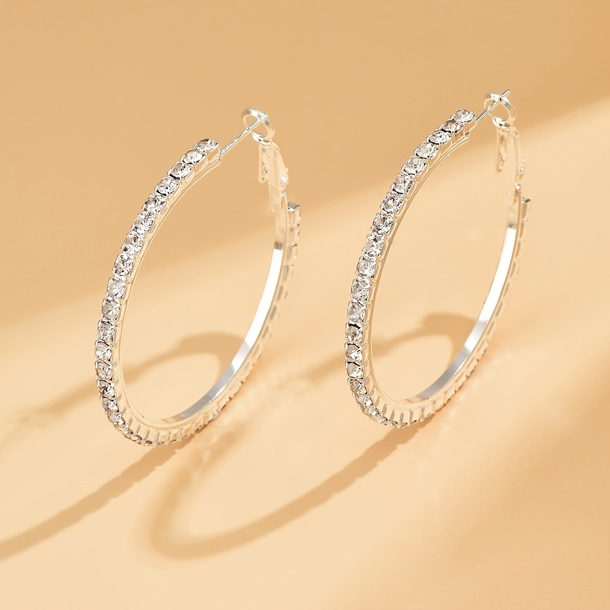 Elegant Round Rhinestone Hoop Earrings for Women and Girls - Perfect for Weddings and Special Occasions