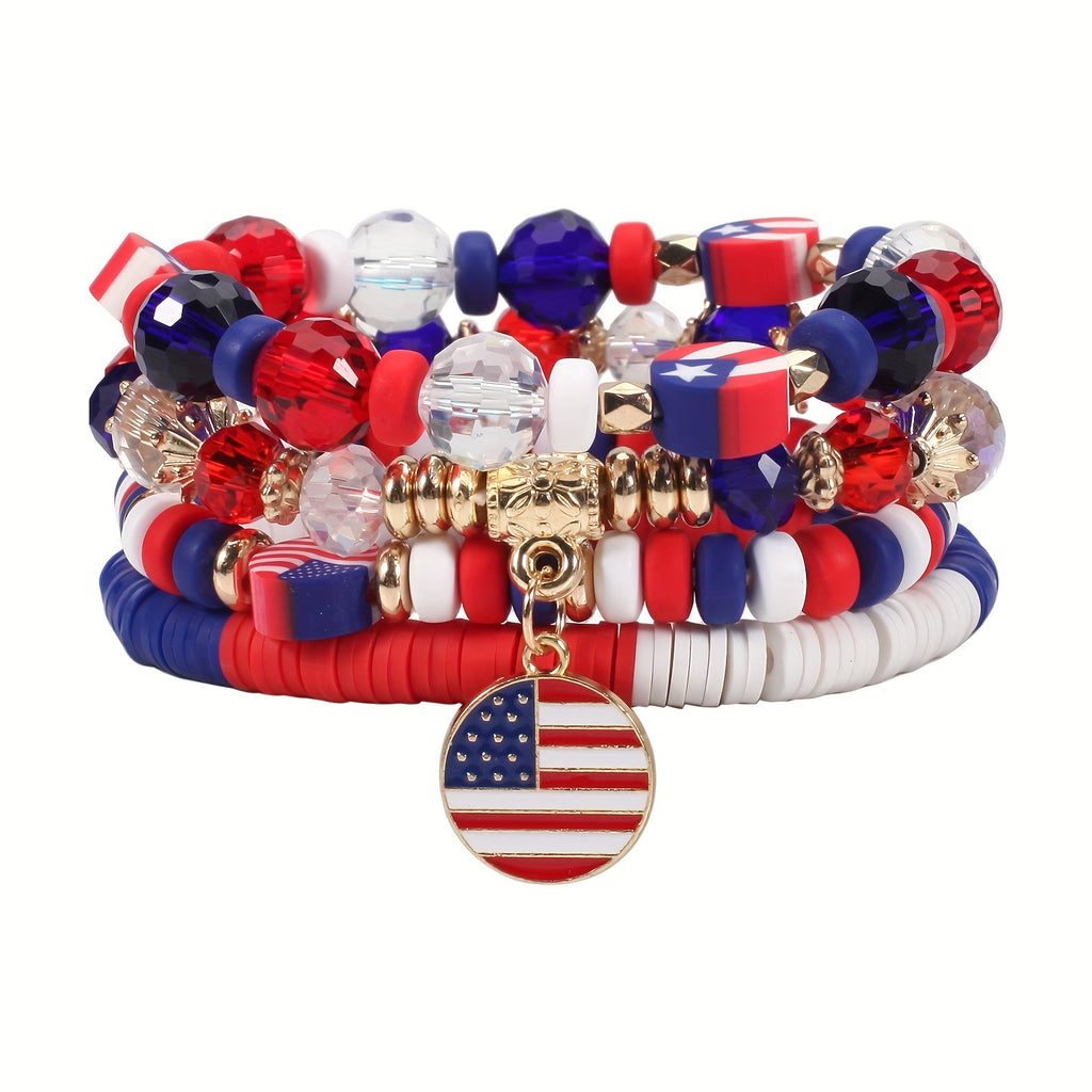 Celebrate Independence Day with our Colorful Flag Shape Beaded Bracelet