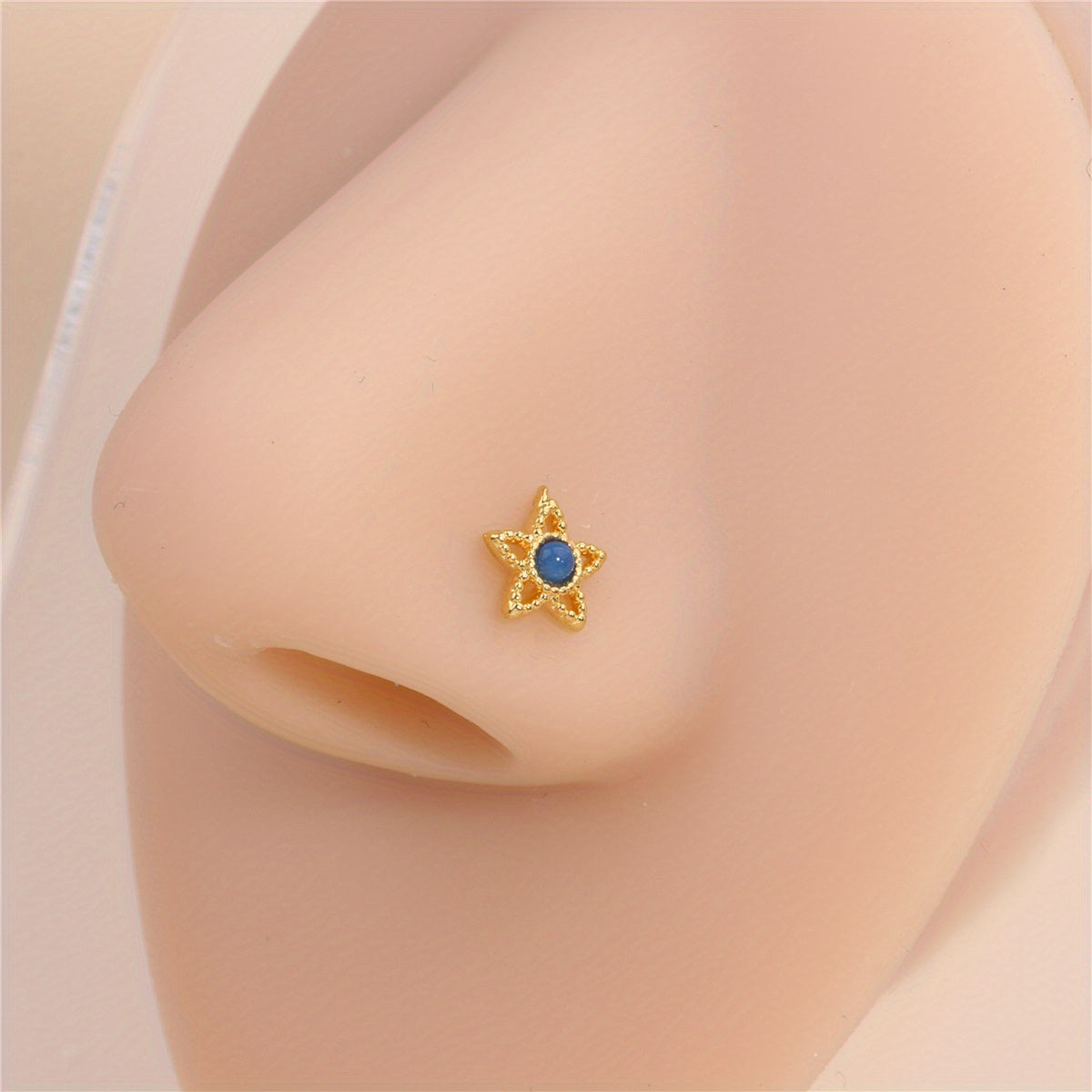 L Shaped Nose Rings Studs For Women Opal CZ Nose Piercing Jewelry 1pc