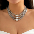 Exaggerated Multi-layer Chain Necklace Stackable Punk Style Neck Jewelry For Party Clothings Decoration