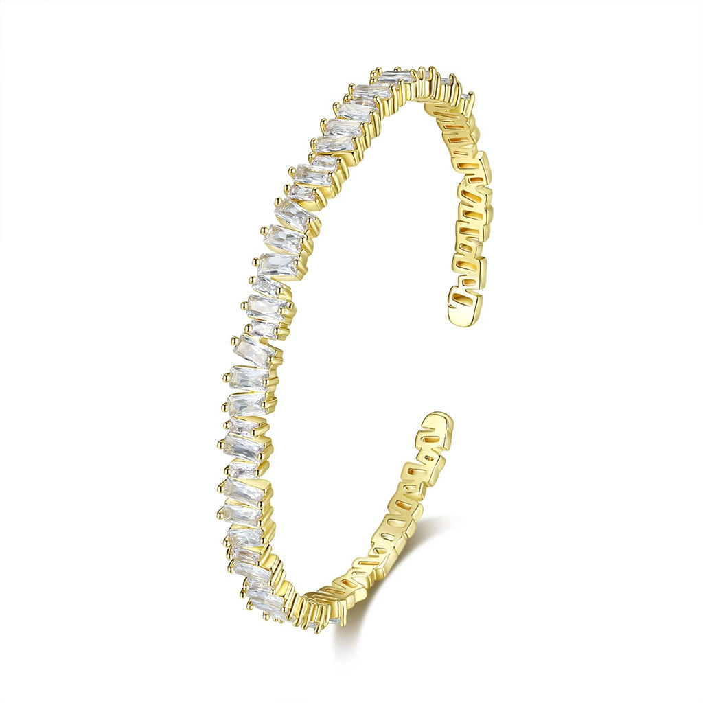 Gorgeous Gold Geometric Bracelet with Zircon - Perfect for Weddings & Engagements!