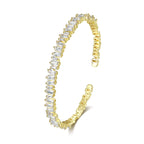 Gorgeous Gold Geometric Bracelet with Zircon - Perfect for Weddings & Engagements!