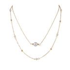 Large Faux Pearl Double Layer Stacking Ladies Necklace Alloy Neck Jewelry Gift