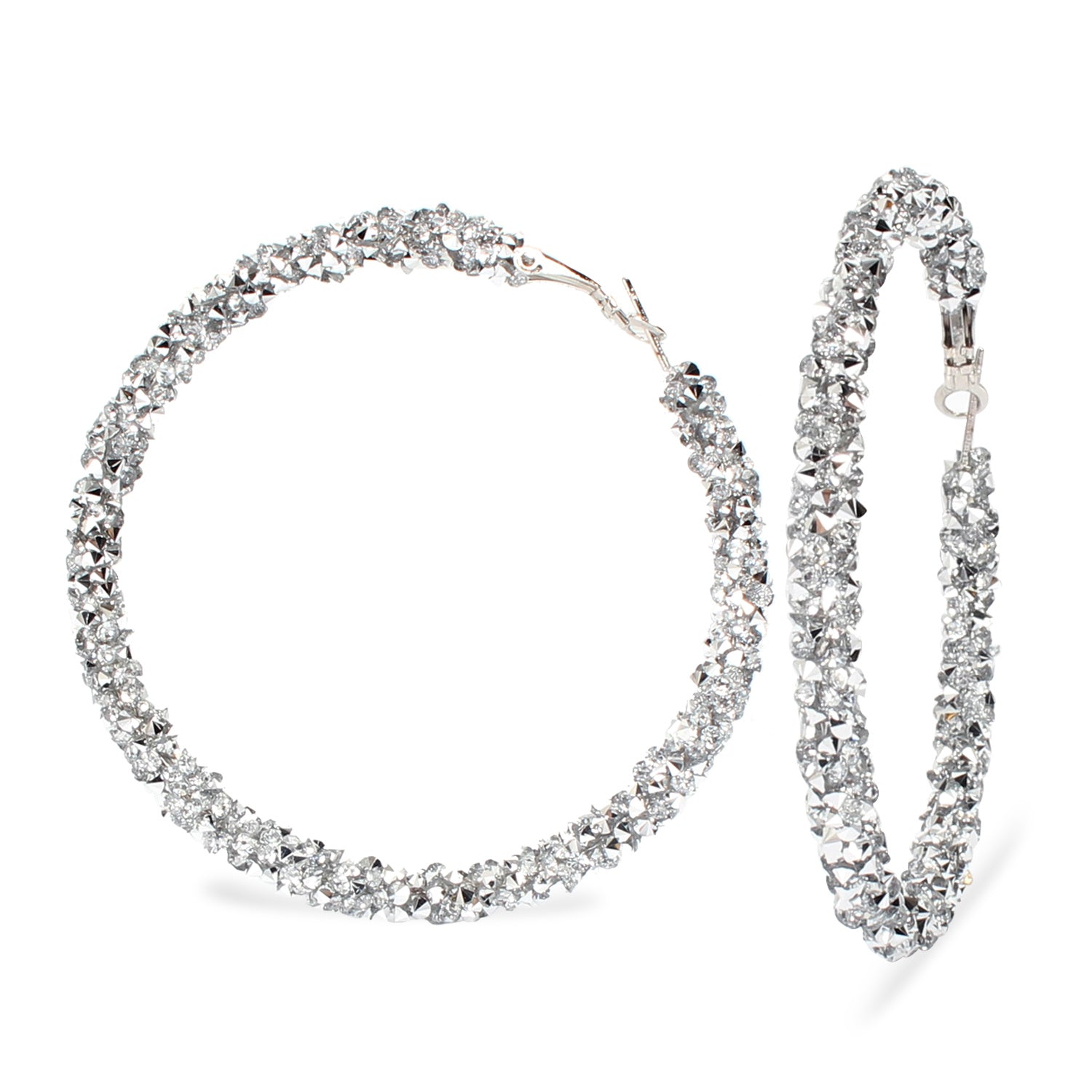 Sparkling Personality Alloy Rhinestone Hoop Earrings for Women - Perfect for Holiday Parties and Vacations