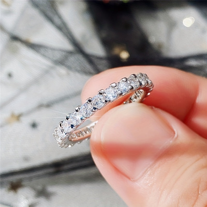 Gleaming White Zircon Ring: Perfect for Weddings & Engagements, Size 6-10