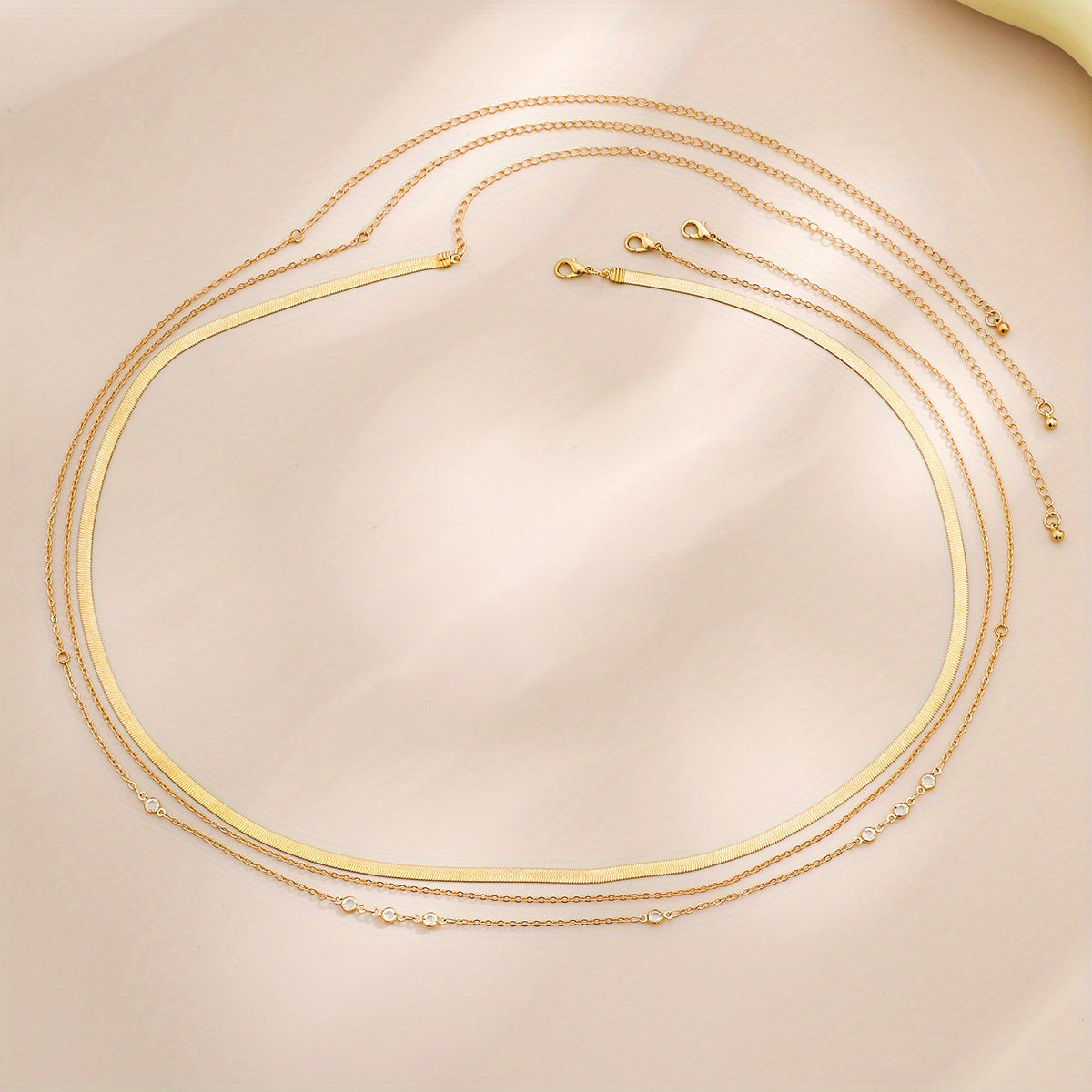 3pcs Thin Waist Chain Vintage Style Stackable Summer Beach Bikini Body Chain Jewelry Accessories