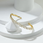 Gorgeous Gold Geometric Bracelet with Zircon - Perfect for Weddings & Engagements!