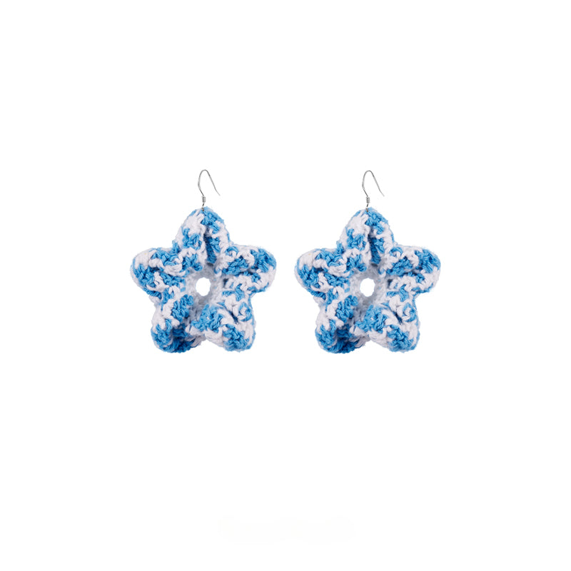 LB Hand Crochet Sweet "Bubble Flower" Earrings Beach Ear Clip LOJL96