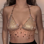Star Sequin Tassel Sexy Bikini Nightclub Carnival Party Beach Music Festival Bra Chain Body Chain Lingerie Decoration Chain