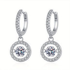 Elegant Sterling Silver Hoop Earrings with Sparkling Moissanite - Perfect for Daily Casual and Luxury Style