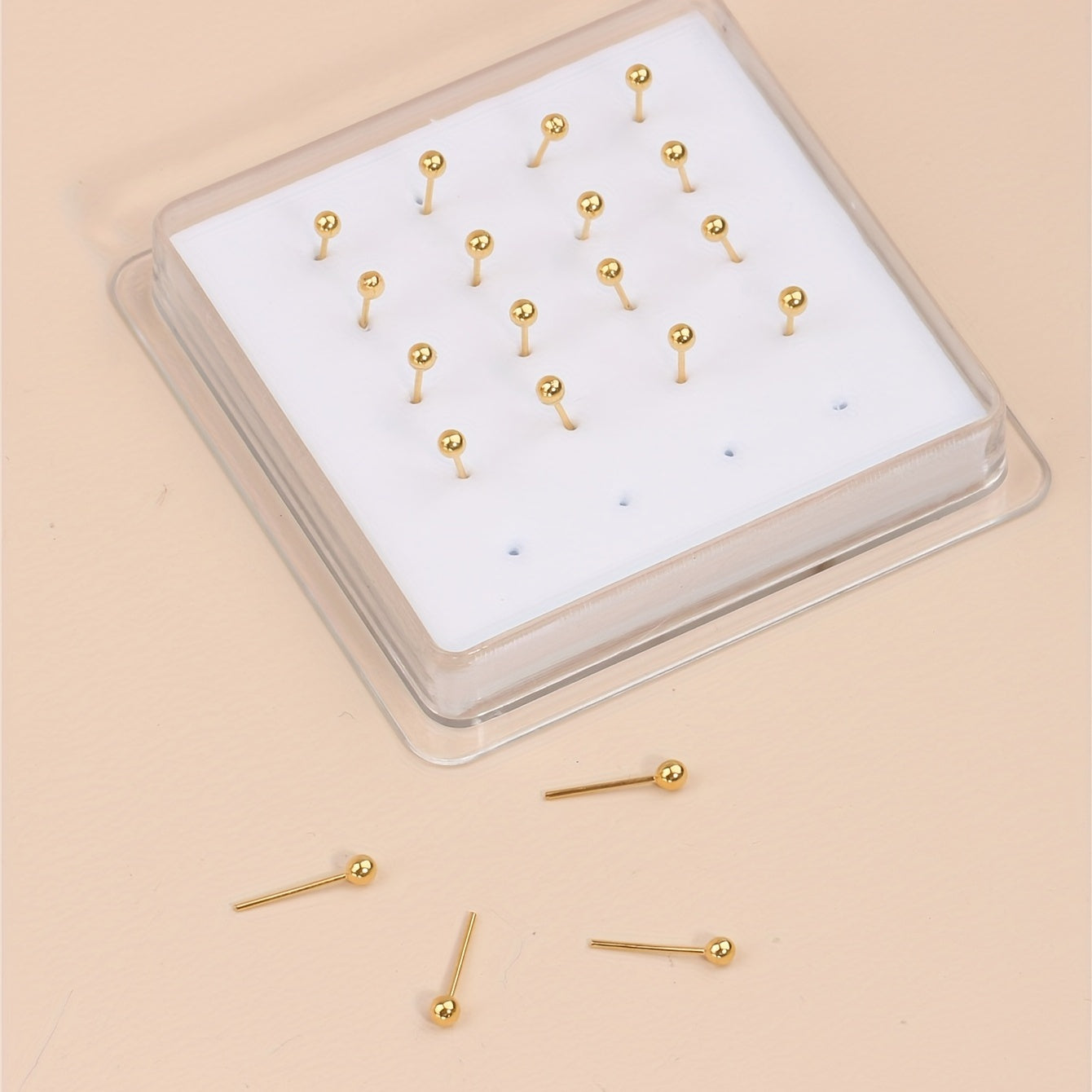 20pcs Golden Nose Ring Set For Women Men Ball Straight Needle Body Piercing Jewelry