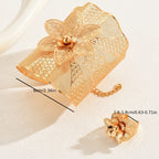 2pcs Bracelet Plus Ring Boho Style Jewelry Set 18k Gold Plated Hollow Flower Design Party Accessories Casual Dating Decor