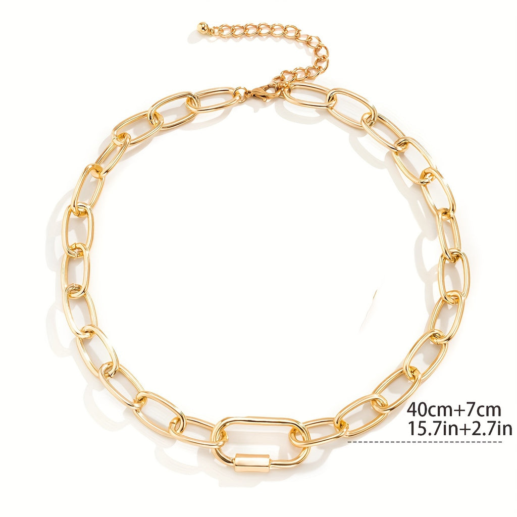 Hip Hop Golden Link Chain Necklace For Women Collar Statement Big Cuban Chunky Thick Necklace