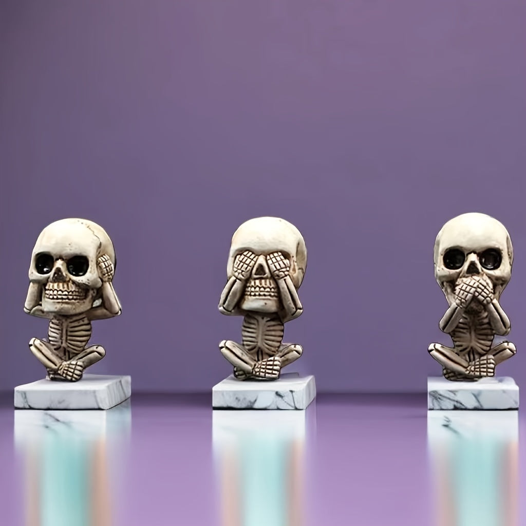 3pcs Ghost Head Aromatherapy Pendant Set - Creative Resin Car Air Outlet Aromatherapy Ornament - Gothic Decoration for Halloween Home Decor