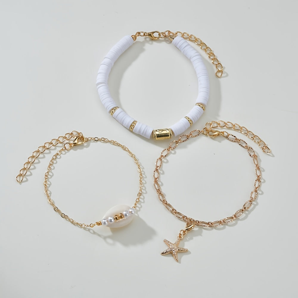 Complete Your Summer Look with 3 Pieces of Bohemian Style Beaded Bracelets Adjustable