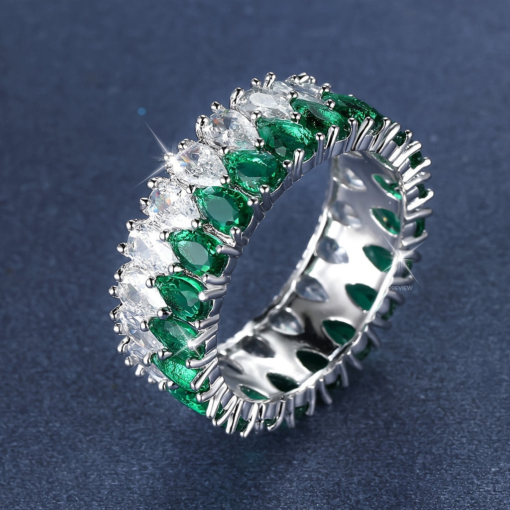 Sparkle with Love: 3A Zircon Double-Row Water Drop Ring - Perfect for Weddings & Valentine's Day!