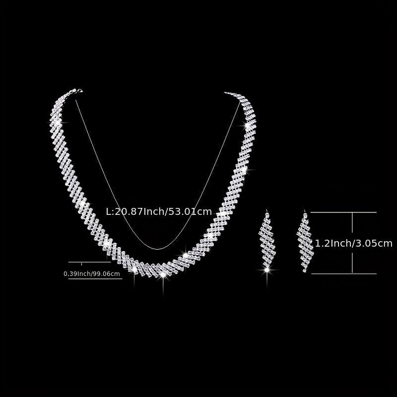 2pcs Elegant Silvery Rhinestone Jewelry Set for Weddings, Engagements, and Holidays - Perfect Gift for Brides and Women