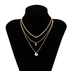 3pcs/4pcs Retro Exaggerated Cross Water Drop Shape Zircon Multilayer Necklace Set For Women Girls Jewelry Gift