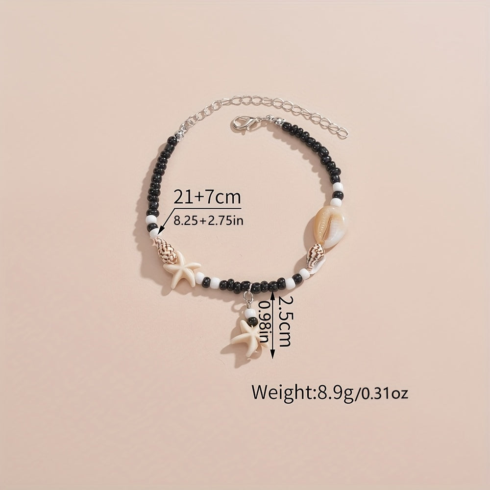 Elevate Your Style with our Elegant Contrast Color Stitching Rice Bead Anklet for Women