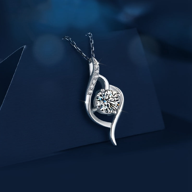 Sparkling Moissanite Pendant Necklace - 925 Silver Chain Jewelry for Women - Perfect Valentine's Day or Mother's Day Gift