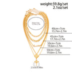 5 Pcs Vintage Stackable Necklace Heart & Cross Shape Pendant Adjustable Necklace Hip Hop Jewelry Set