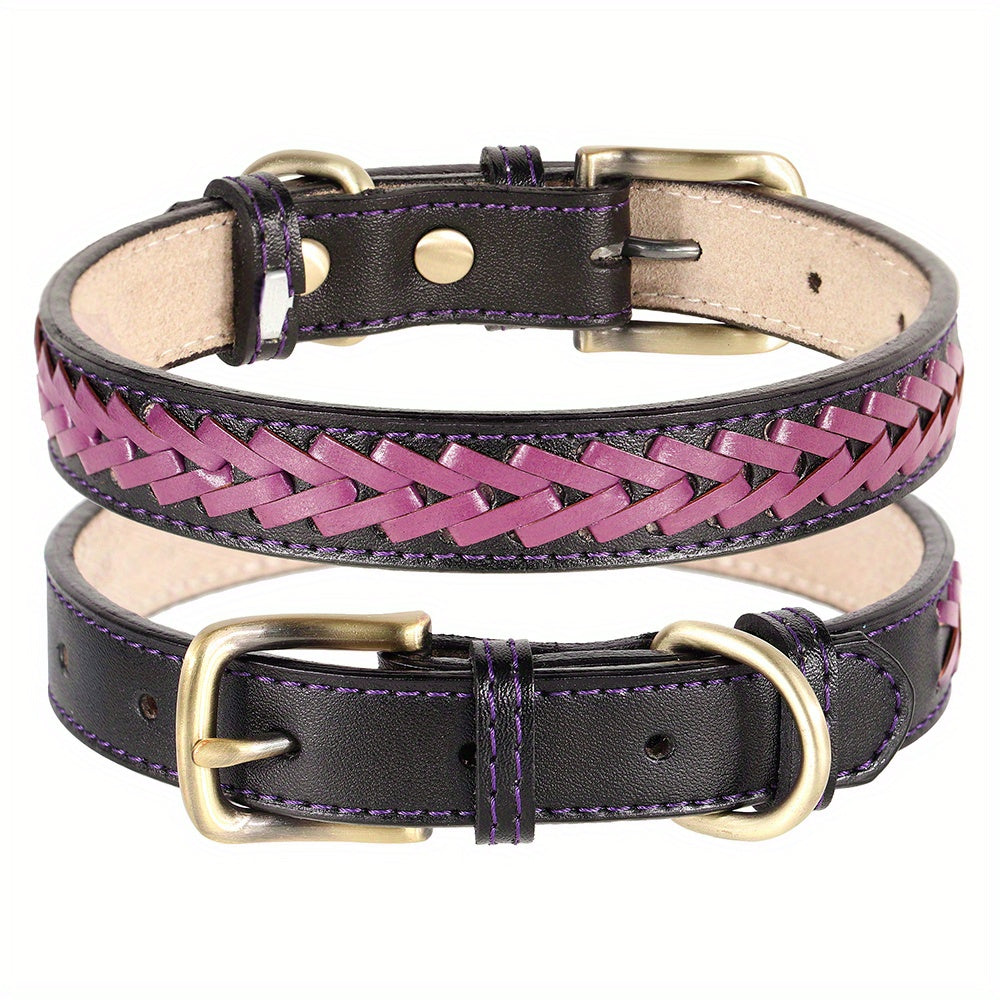 Durable Leather Dog Collar Braided Puppy Cat Collars Adjustable Small Dog Collar Pet Accessories For Small Medium Dogs