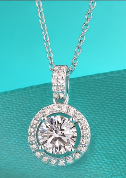 Elegant Round Moissanite Pendant Necklace - Perfect Bridal Jewelry Gift for Women and Girls