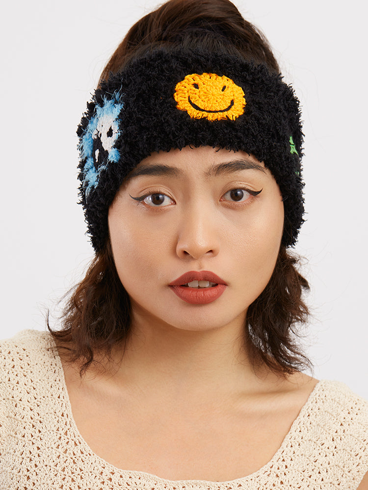 LB Bow Elastic Knitting Smiling Face Hair Band LOJL61