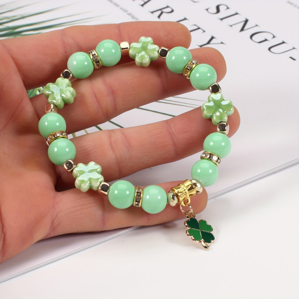 Add a Touch of Luck to Your St. Patrick's Day Look with Our Four Leaf Clover Bracelet for Women