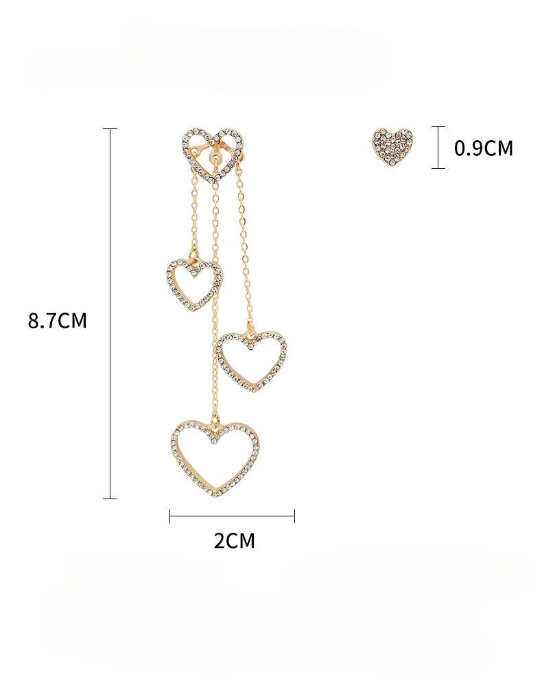 FN Jewelry Long Tassel Love Earrings Peach Heart Stud Earrings LOJS4