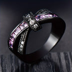 Gothic Style Ring Trendy X Shape Knot Design Inlaid Shining Zircon Match Daily Outfits Dainty Party