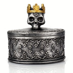 Gothic Crown Skull Jewelry Storage Box - Perfect for Organizing Earrings, Rings, and Necklaces!
