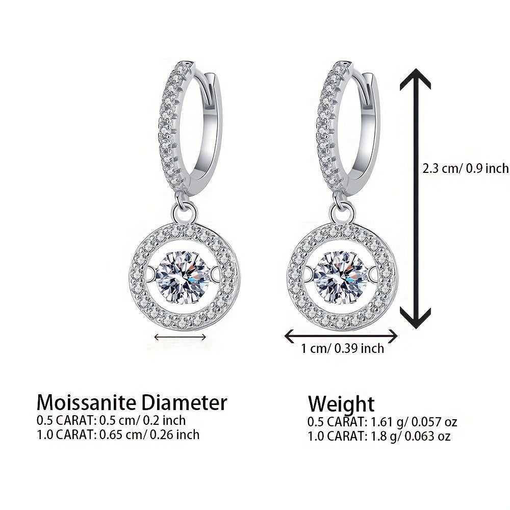 Elegant Sterling Silver Hoop Earrings with Sparkling Moissanite - Perfect for Daily Casual and Luxury Style