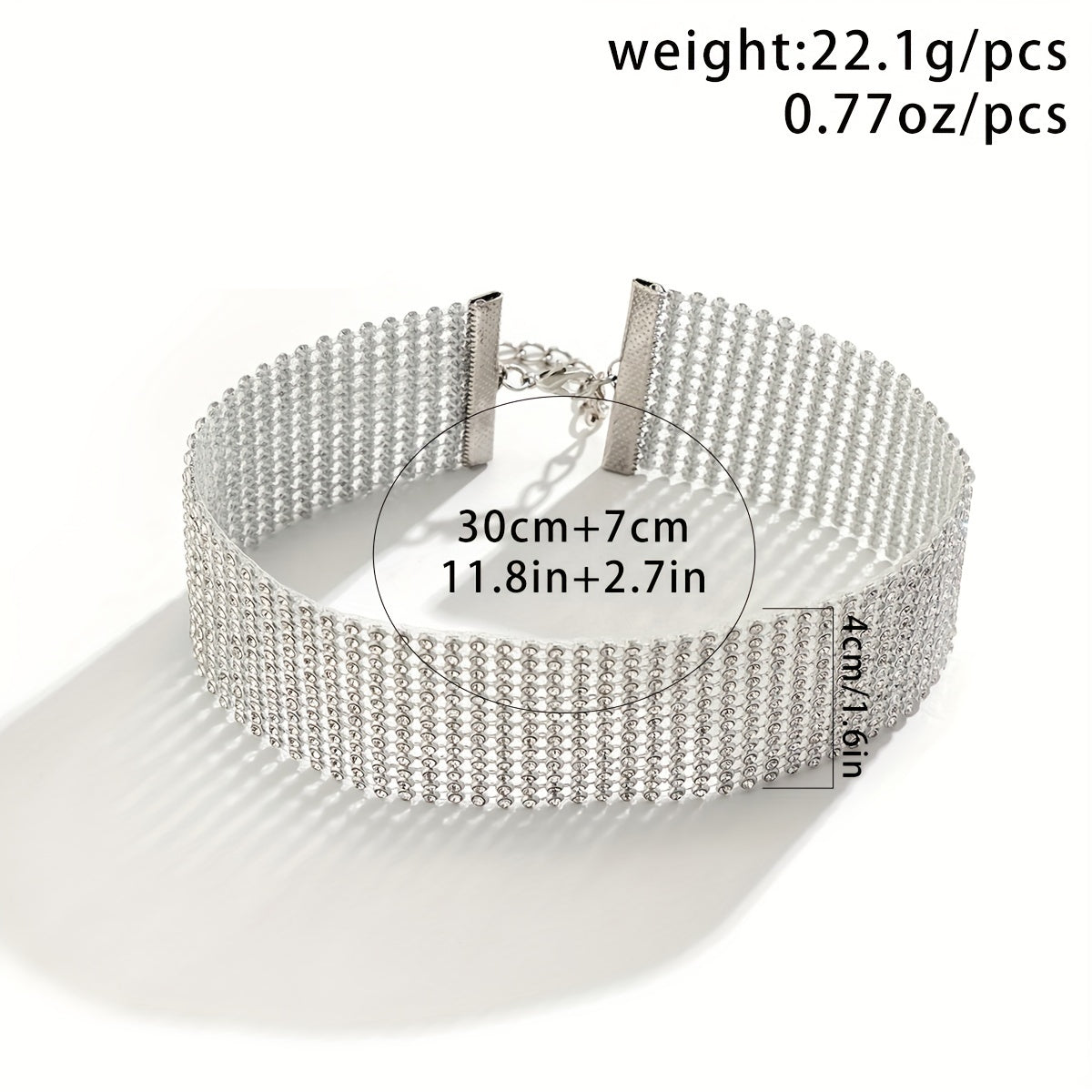 Glitter Sexy Rhinestones Choker Necklace Silver Color Neck Jewelry Banquet Nightclub Decor Ornament