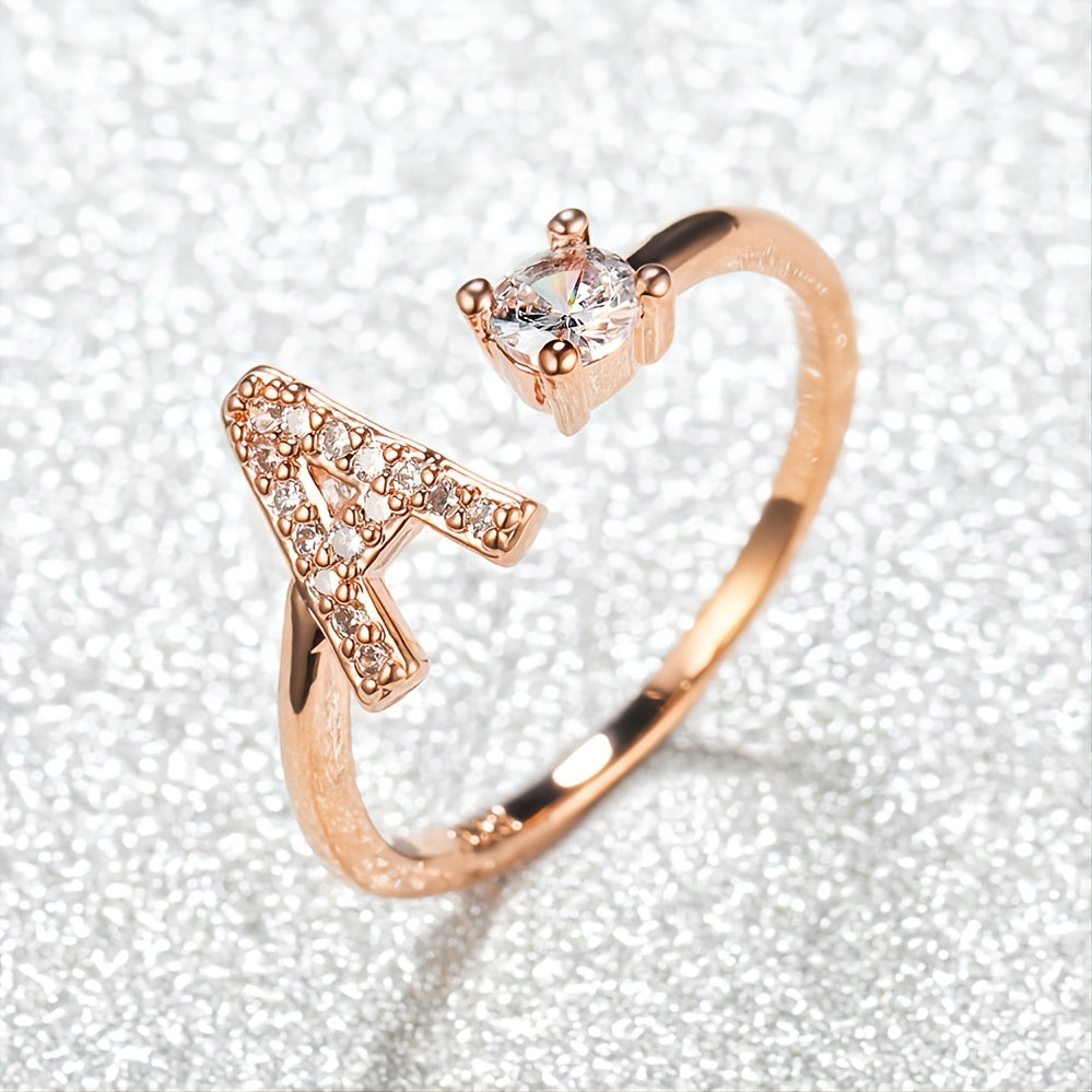 Rose Gold 26 Letter Initial Ring - Perfect for Weddings, Love, and Bridesmaid Gifts!