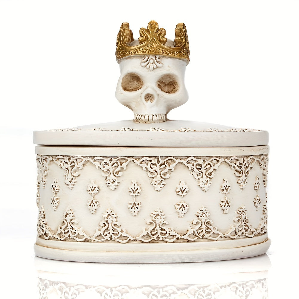 Gothic Crown Skull Jewelry Storage Box - Perfect for Organizing Earrings, Rings, and Necklaces!