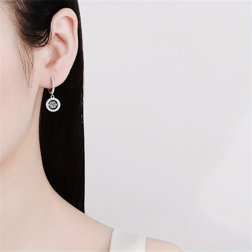 Elegant Sterling Silver Hoop Earrings with Sparkling Moissanite - Perfect for Daily Casual and Luxury Style