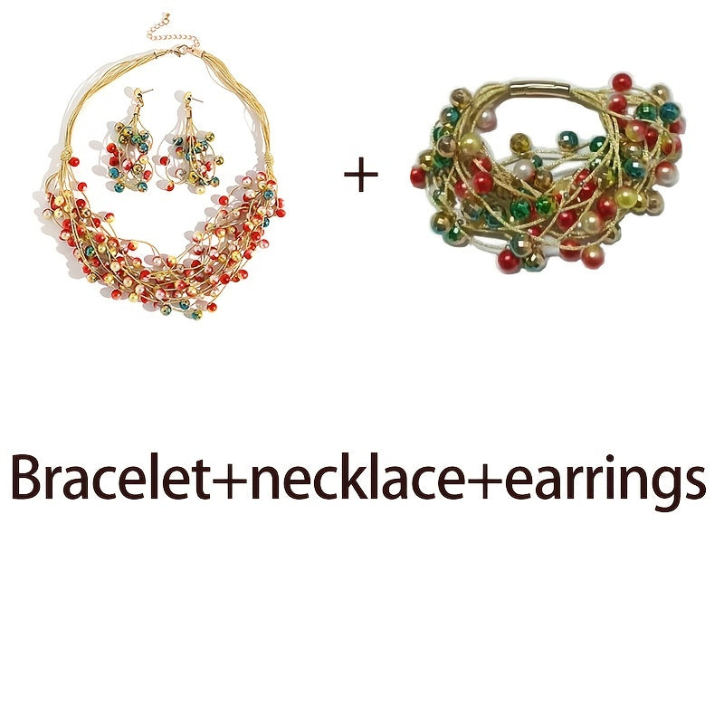 3/4pcs Earrings Bracelet Necklace Traditional Jewelry Set Multi Sets To Choose Exaggerated Party Accessories Perfect Chrismas / Halloween Decor