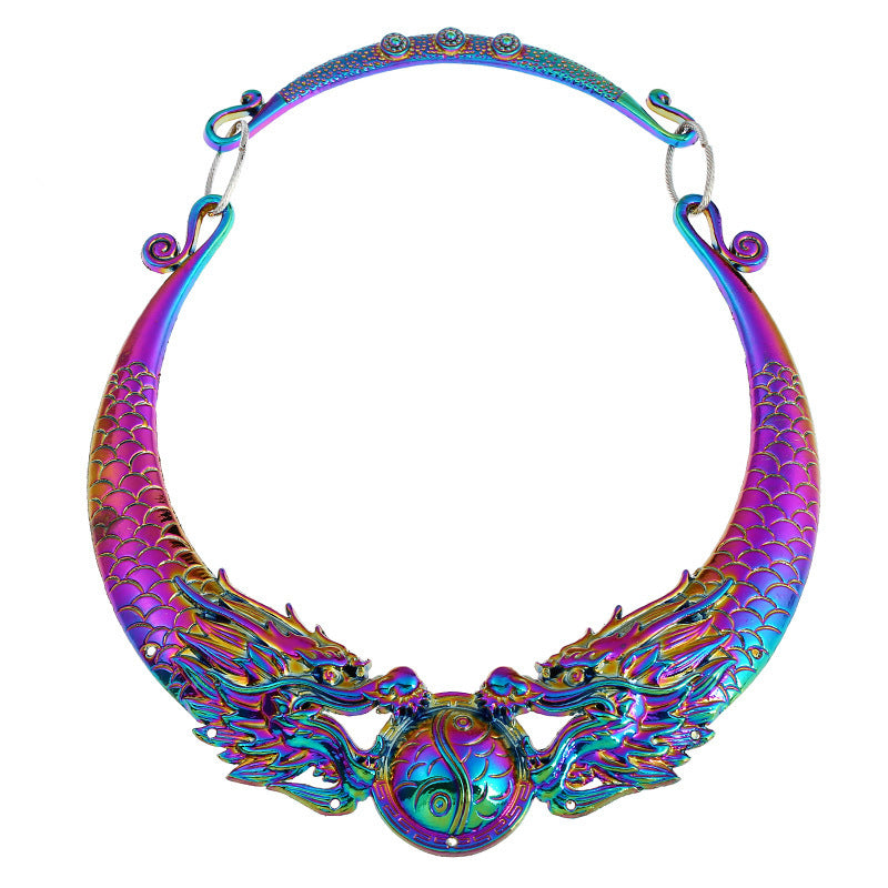 Retro Dragon-Shaped Punk Necklace - An Ethnic Style Clothing Accessory with Exaggerated Collar