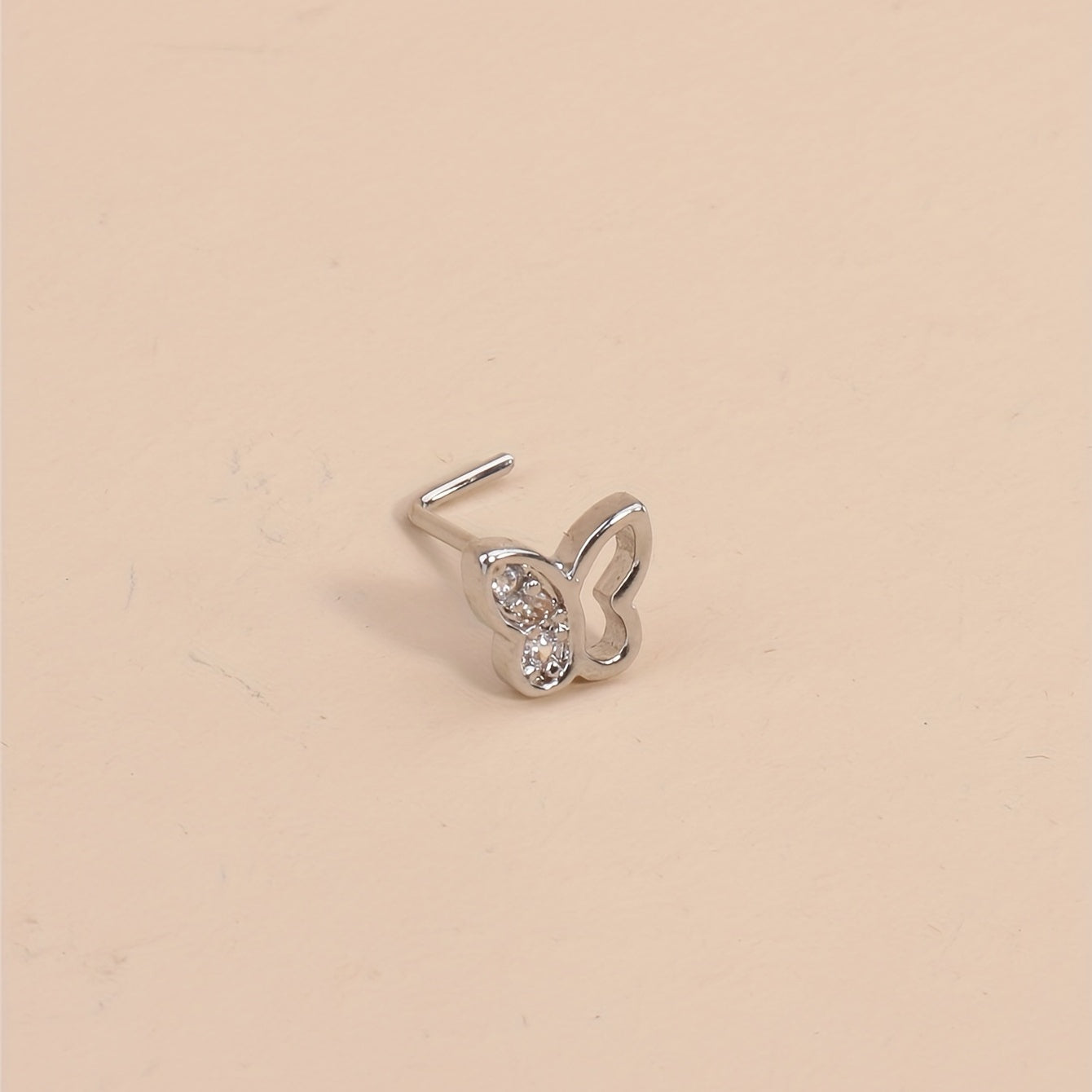 1Pc Hollow Butterfly Shape Nose Rings Inlaid Shiny Zircon L Shape Nose Stud Ring For Women Body Piercing Jewelry
