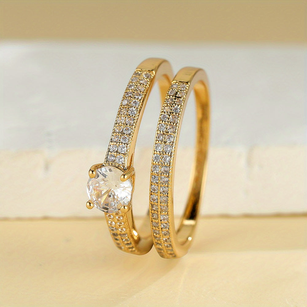 Elegant 18K Gold Plated White Zircon Finger Ring - Perfect for Jewelry Decoration