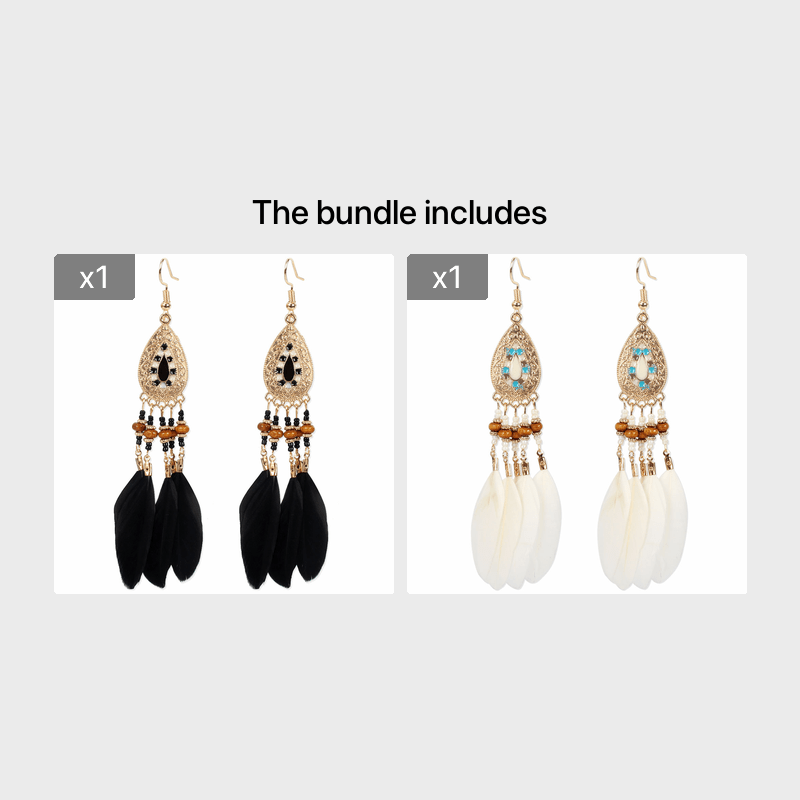 1pair Boho Feather Tassel Drop Earrings - Vintage Dangle Earrings for Women - Perfect for Parties and Holidays - Great Gift Idea for Girls