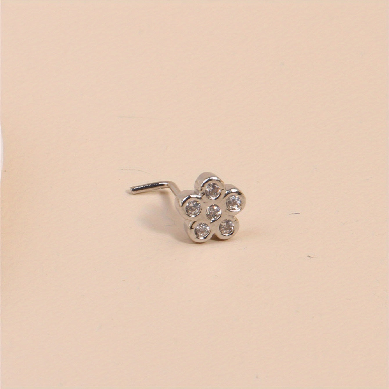 Nose Stud Rings L Shape Cubic Zirconia Flower Shape Nose Studs Piercing Jewelry For Women Men