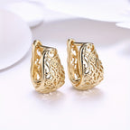 Golden Chunky Hollow Carved Pattern Hoop Earrings Luxury Elegant Style Exquisite Accessories Female Gift