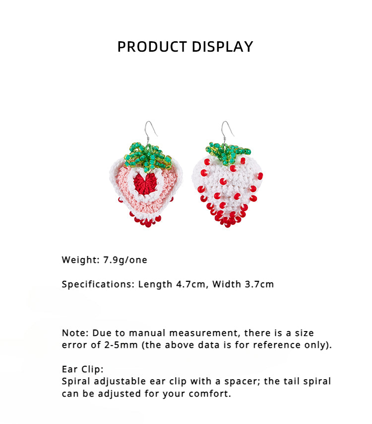 LB Hand Crochet Pink "Strawberry" Earrings LOJL31